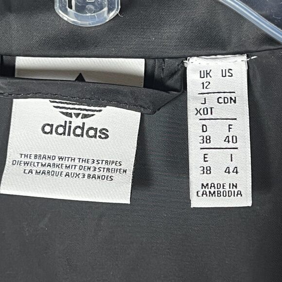 RARE Adidas Originals Sz 8/UK12 Windbreaker Long Sleeve 1/2 Zip 3-Stripes Black - Picture 2 of 12